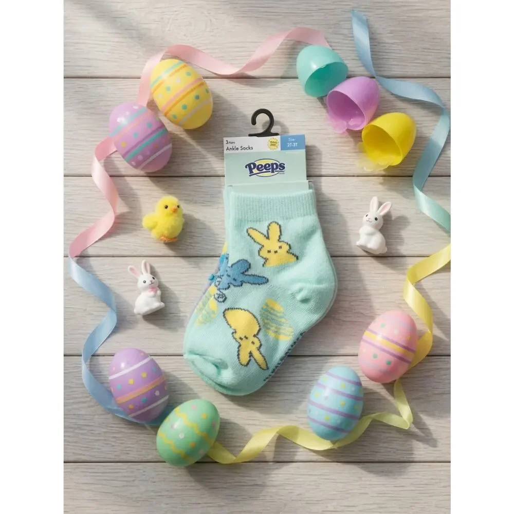Brand New – Peeps 3-Pack Ankle Socks (Size 2T-3T)